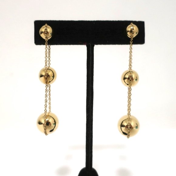 TIFFANY & CO. TIFFANY HARDWEAR TRIPLE DROP EARRINGS 18K GOLD NEW - Picture 2 of 8